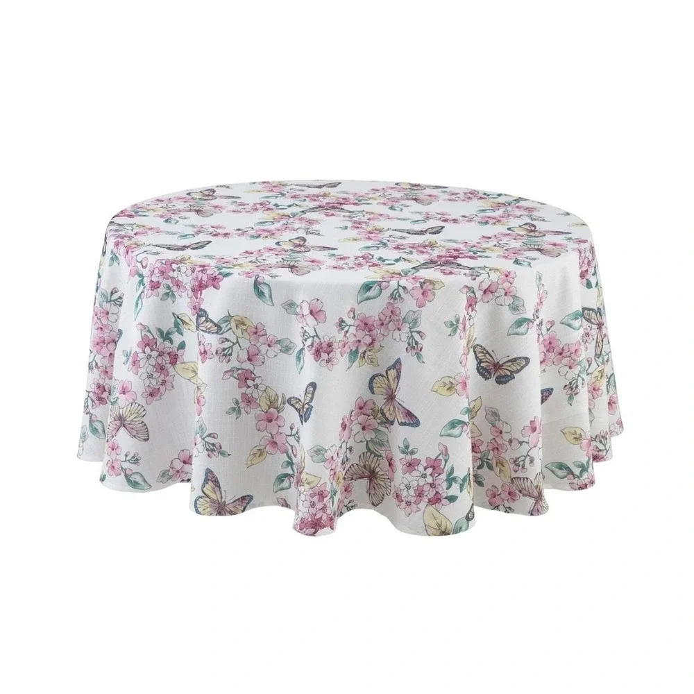 Lenox Butterfly Meadow Floral Tablecloth White 70